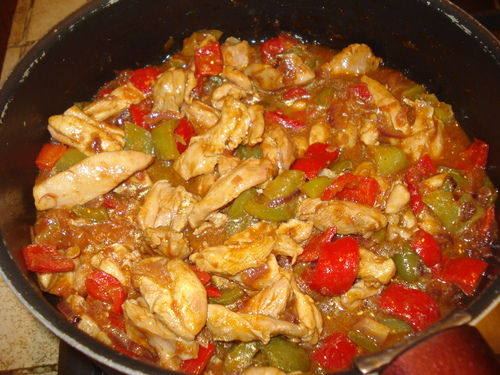 Des Fajitas au Poulet et aux Poivrons