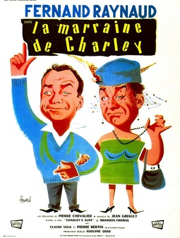 LA MARRAINE DE CHARLEY BOX OFFICE FRANCE 1959 AFFICHE DE CLEMENT HUREL