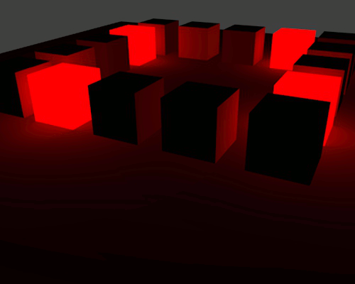 Animation du paramètre Emit sur un réseau de cube