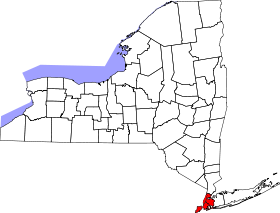 Carte des comtés de BronxNew York (Manhattan)Queens (Queens)Kings (Brooklyn)Richmond (Staten Island).