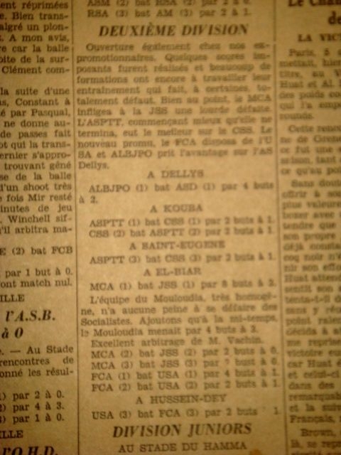 Dimanche 5.10.1930 à El Biar JSS-MCA 3-8