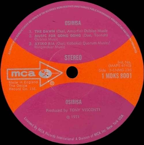 1971 : Album " Osibisa " MCA Records MAPS 4740 [ UK ]