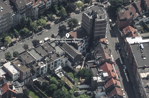 Forest - vue aérienne de la façade du Bld Guillaume van Haelen