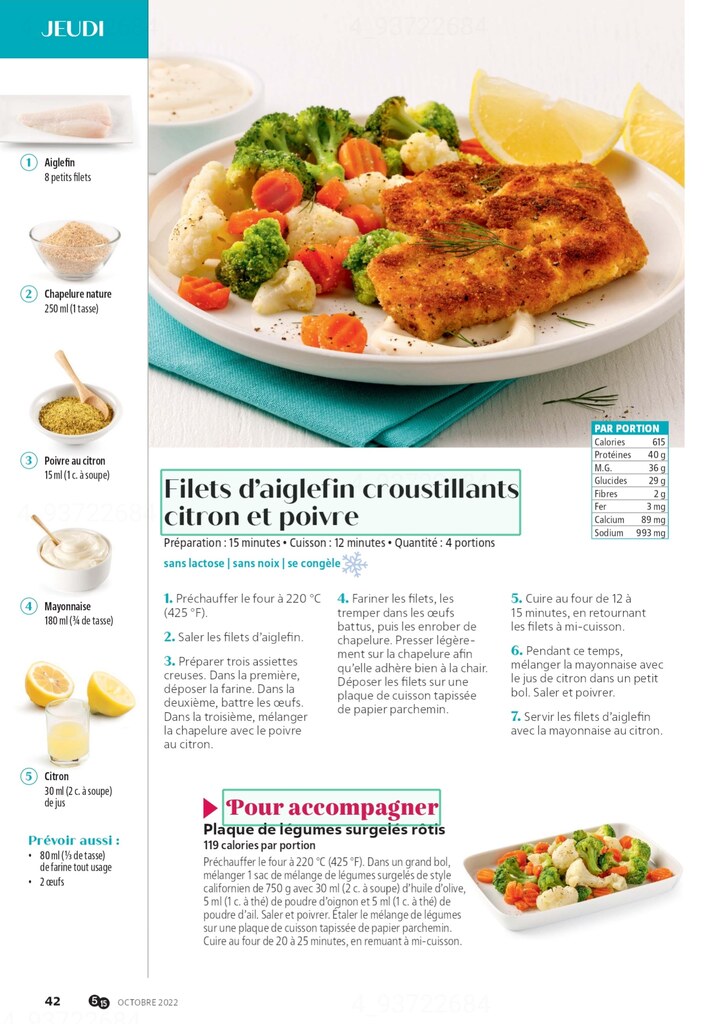 Recettes 4: Menu - semaine 4 + recettes (5 pages)