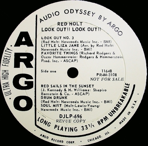 Red Holt : Album " Look Out !! Look Out !! " Argo Records LPS-696 [ US ] 1962