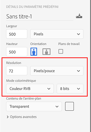 Photoshop: préférences et panneaux de droite