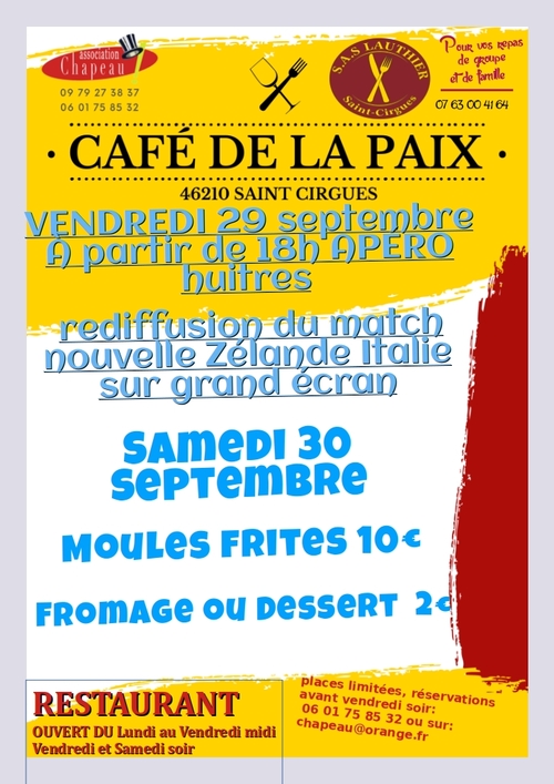 PROGRAMME DU CAFÉ DE LA PAIX