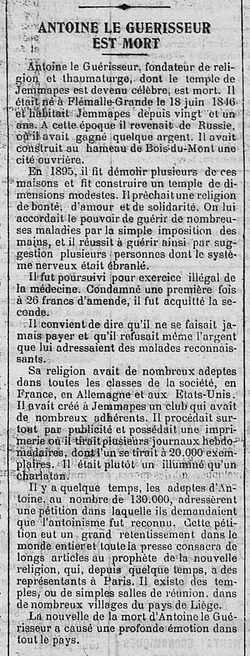 Antoine le guérisseur est mort (Le Petit Haut-Marnais, 1er juillet 1912).jpg