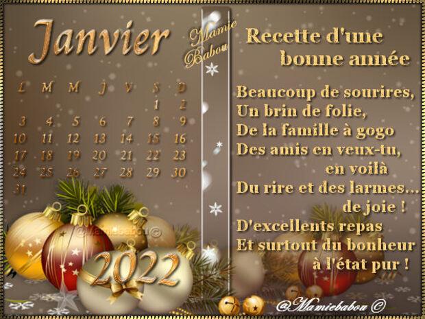 Salendrier janvier 2022