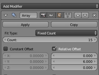 Le panneau de l'array modifier