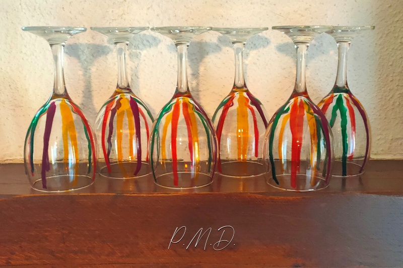 24/08/24 - Verres à vin et peinture fixée à la cuisson au four - GM