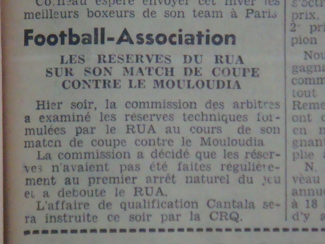 réserves du rua contre le mouloudia rejetés