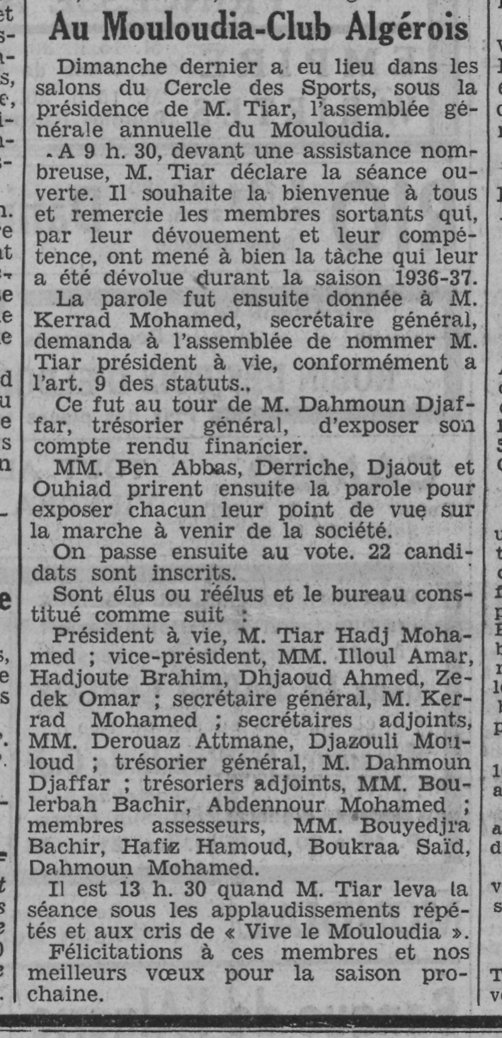 1.8.1937 Assemblée du Mouloudia