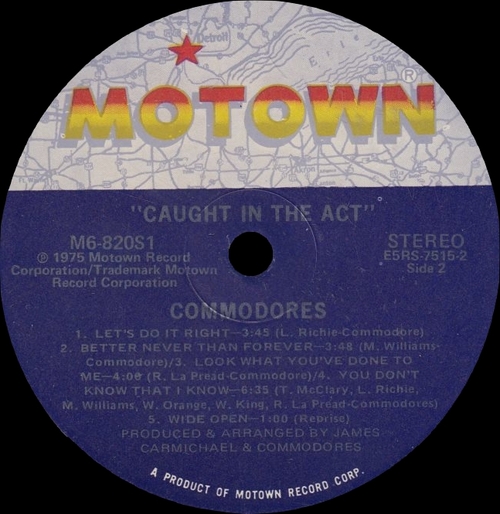 The Commodores : Album " Caught In The Act " Motown Records M6-820S1 [ US ]