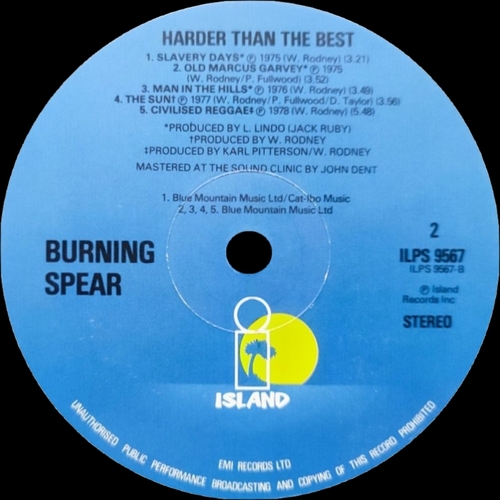 Burning Spear : Album " Harder Than The Best " Island Records ILPS 9567 [ UK ]