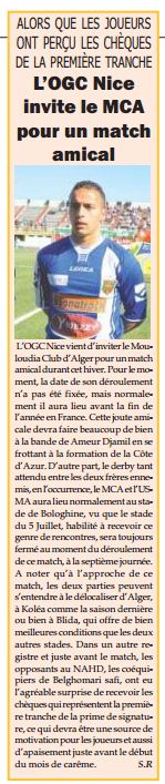 OGC Nice-MCA le match qui n'aura pas lieu