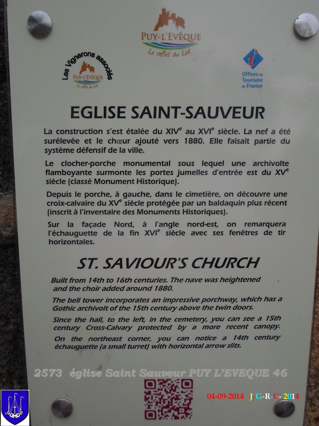 EGLISE SAINT SAUVEUR PUY L’ÉVÊQUE  46 04/09/2014 D 09/02/2015