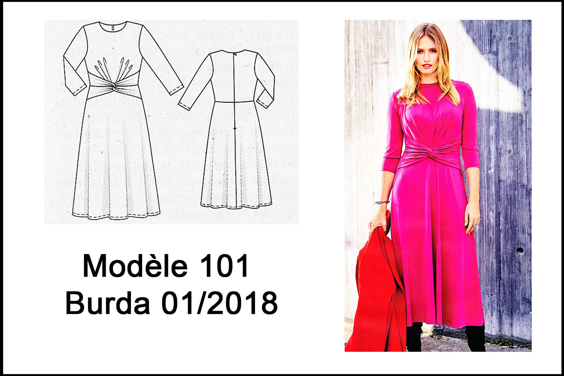 Robe drapée Modèle 101 Burda 1/2018 - Marmotta Couture