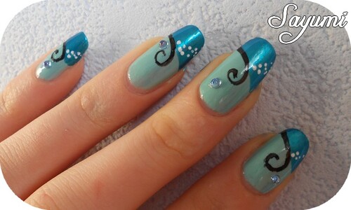 Nail Art Swirl Aqua