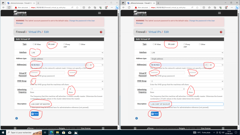 Cluster de Pfsense (VIP CARP)