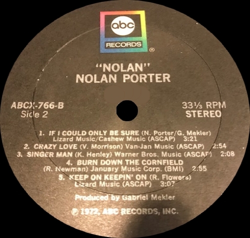 Nolan Porter : Album " Nolan " ABC Records ABCX 766 [US]