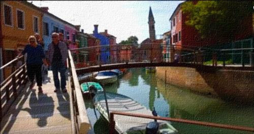 Dessin et peinture - vidéo 2679 : Comment peindre un paysage urbain coloré (ile de Burano : lagune de Venise) ? - aquarelle.