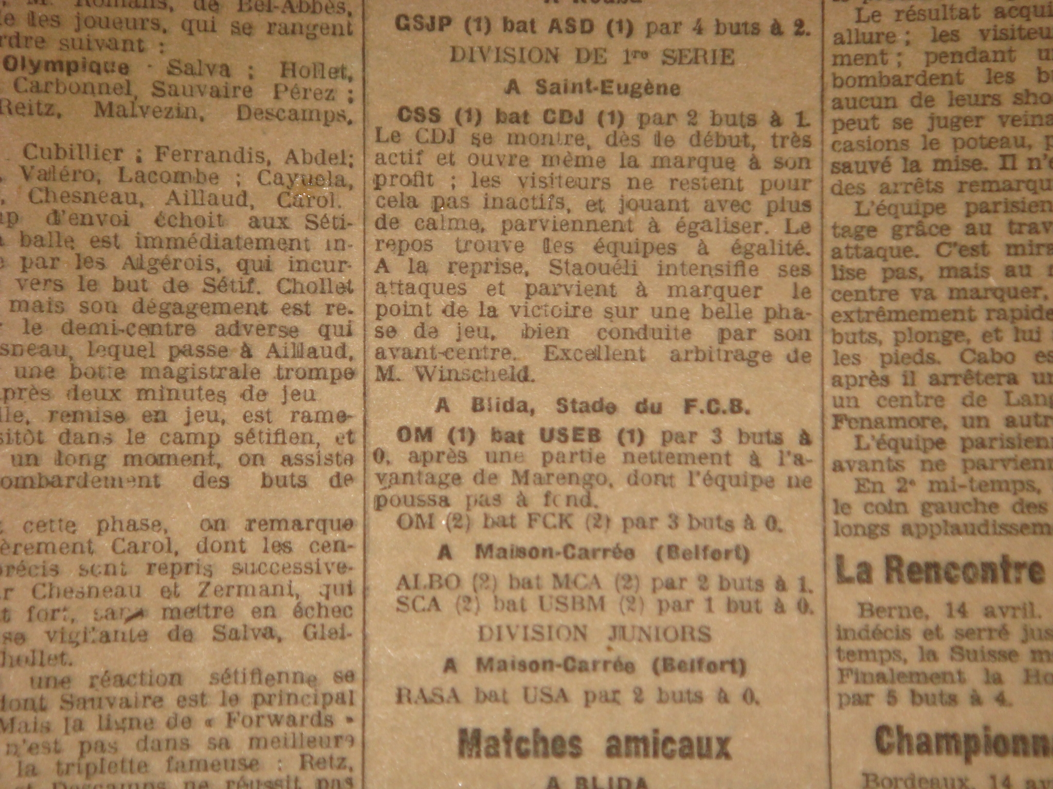 14.4.1929 ALBO-MCA 2-1 les équipes réserves