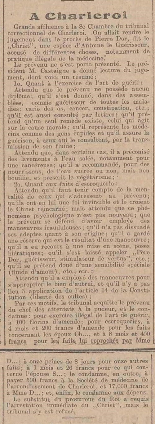 À Charleroi - La cour rendra le jugement (L'écho belge, 16 mars 1917)