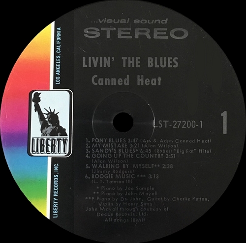 Canned Heat : Album " Living The Blues " Liberty Records LST-27200 [ US ]