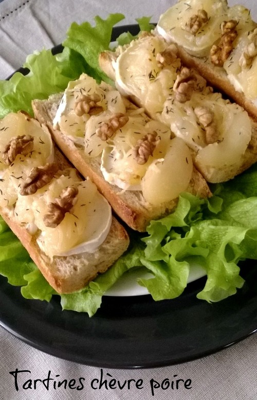 Tartines chèvre poires