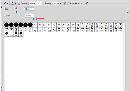 Les pinceaux et la gomme sur Cs5