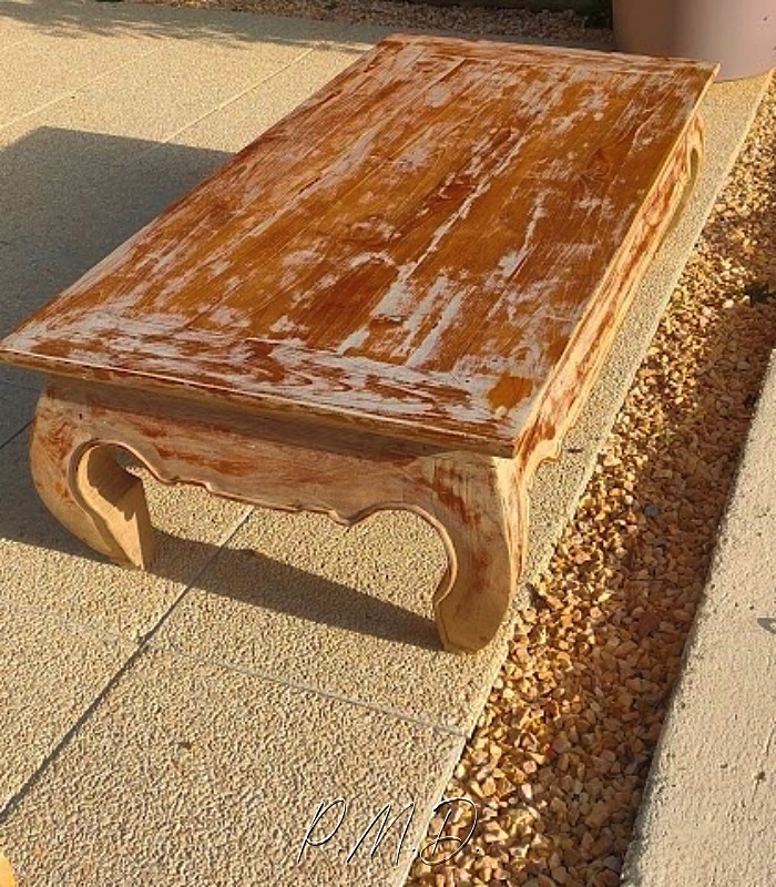 21/03/24 - Table basse Opium à pieds d'Éléphant XIX°, restaurée, relookée au Chaulé; huilée