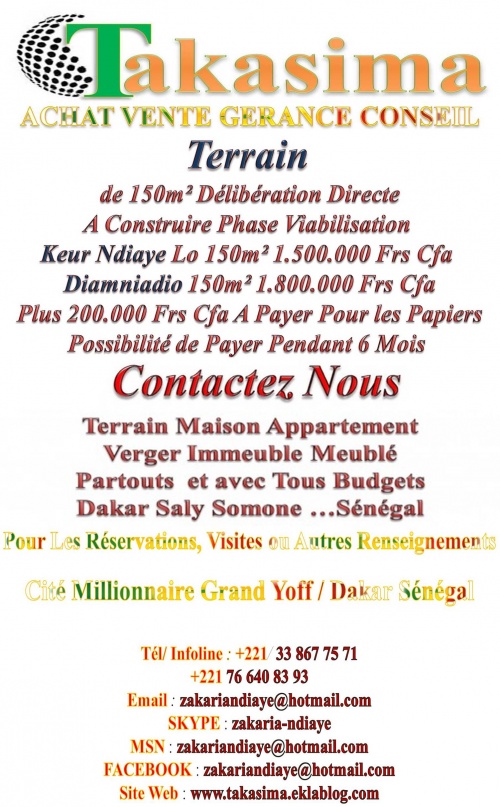                            Le Site Immobiliere de Référence Au Sénégal 