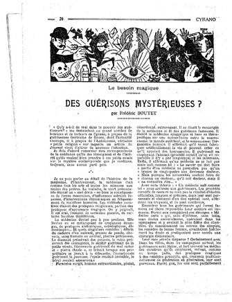 Frédéric Boutet - Des guérisons mystérieuses (Cyrano, satirique hebdomadaire, 18 mars 1928) 1