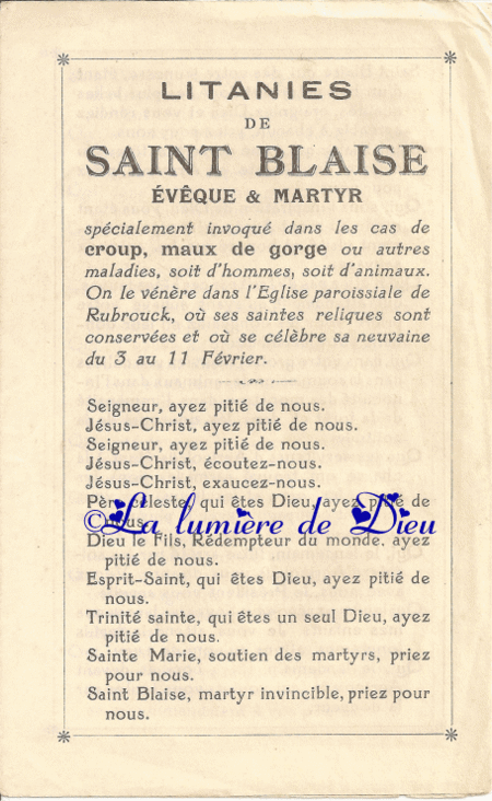 Litanies de Saint Blaise