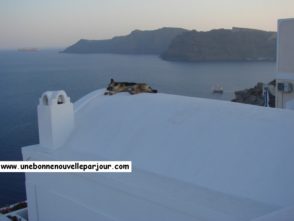 Coucher de soleil à Oia, île de Santorin...