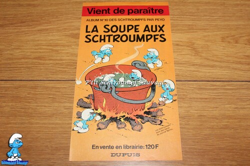 Page publicitaire pour la BD "La Soupe aux Schtroumpfs"