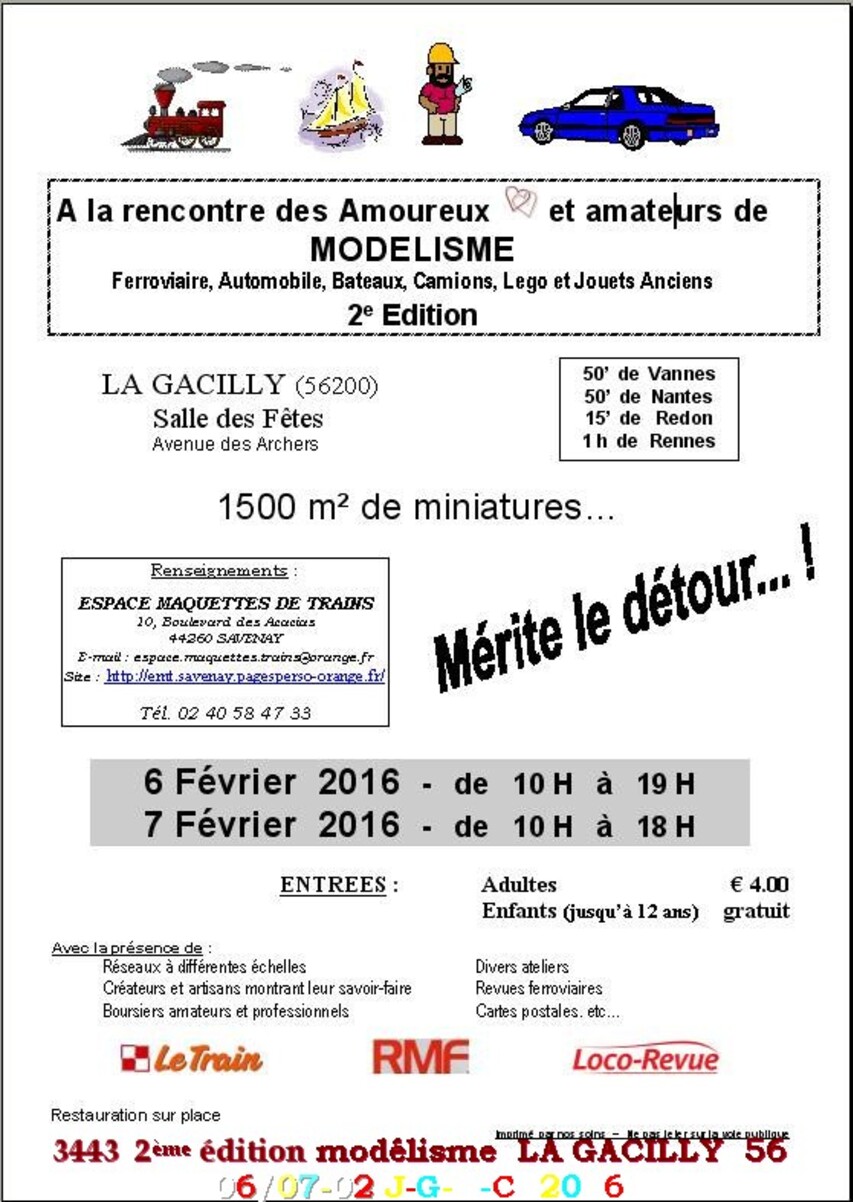 2ème  SALON DU MODÉLISME 06//07-02-2016 DE LA GACILLY  56   D        26/02/2016