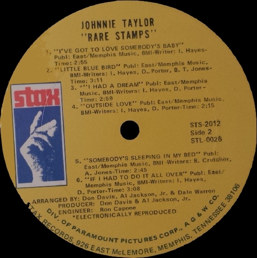 Johnnie Taylor : Album " Rare Stamps " Stax Records STS 2012 [ US ]