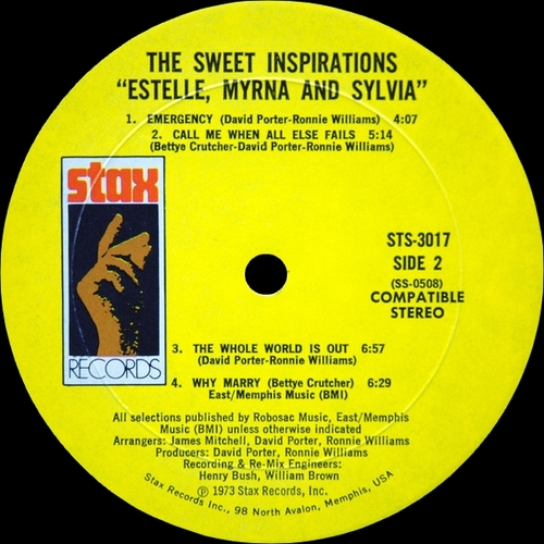 The Sweet Inspirations : Album " Estelle , Myrna And Sylvia " Stax Records STS 3017 [ US ]
