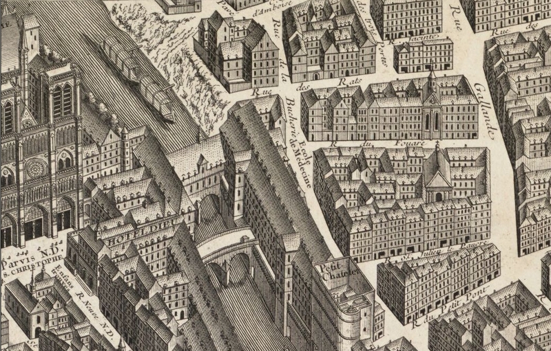 44. La rue du Fouarre sur le plan de Turgot (1739).