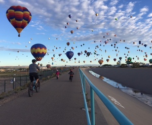 walking biking balloons biking 