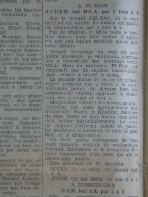 Dimanche 2.4.1933 à El Biar SCUEB-MCA 3-0