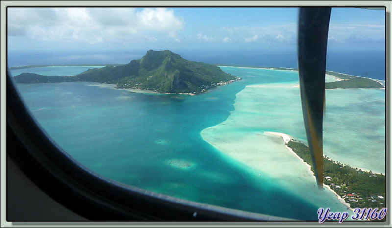 Arrivée à l'île de Maupiti : vue aérienne - Polynésie française