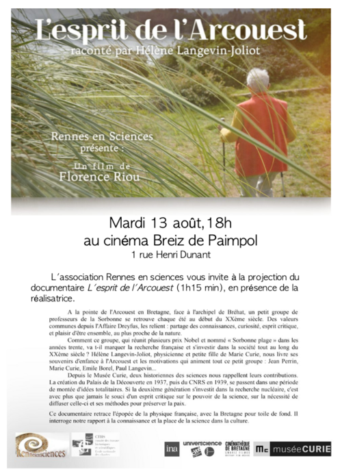 "L'esprit de l'Arcouest" au Cinéma de Paimpol, 13 août, 18h