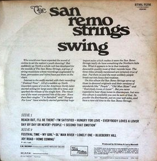The San Remo Golden Strings : Album " The San Remo Golden Strings Swing " Gordy Records GLPS 928 [ US ] 