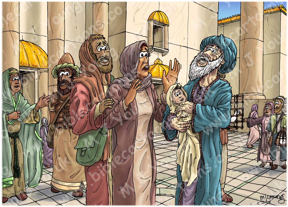 Luke 02 - Prophecies about Jesus - Scene 03 - Simeon’s blessing 980x706px col