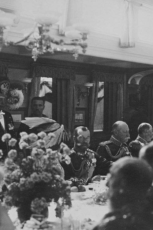 Nicholas II during a dinner held on the Russian Imperial Yacht Standart, 1909: 