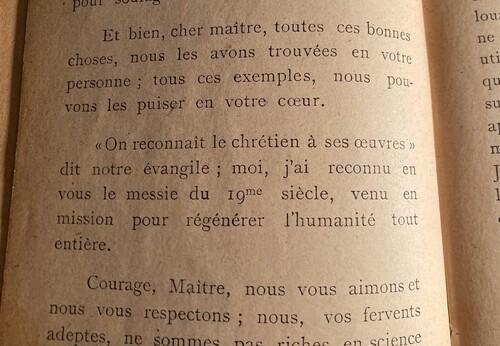 Messie du XIXe siècle, déclaration de M.H.[ollange?] (L'Enseignement, p.84 ,1905)