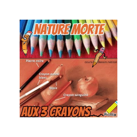 Dessin et peinture - vidéo 3769 : Comment dessiner une nature morte aux 3 crayons ? - sanguine, pierre noire, pastel blanc .